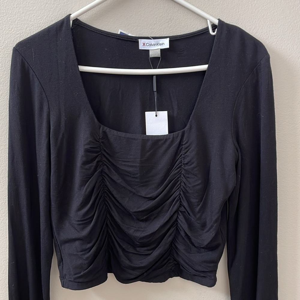 Women's Black Long Sleeve Shirt Top Sz S
